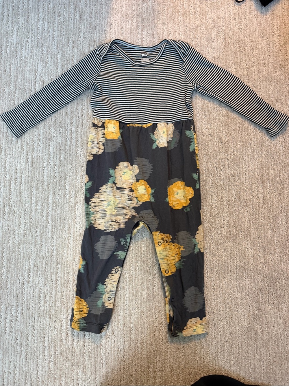 Tea Collection Striped Top Floral Romper 12-18mo